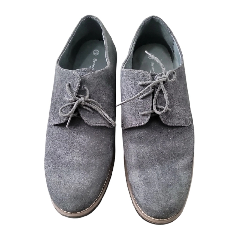 Bruno Marc Men's Gray Suede Leather Lace Up Casual/Dress Shoes Size 12